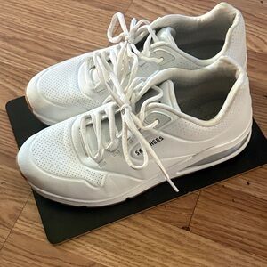 Skechers All-White Perforated Lace-Up Sneakers